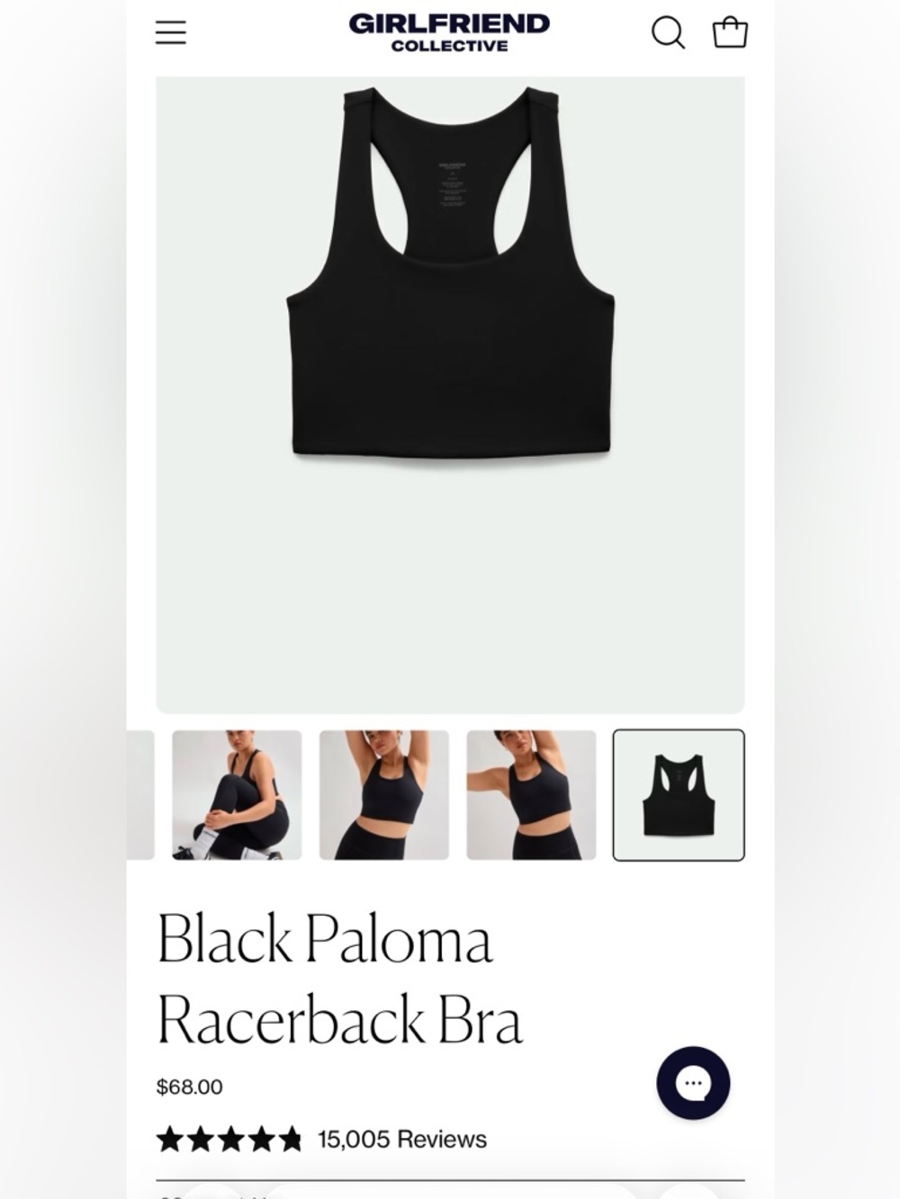 Girlfriend Collective NWT Paloma Athletic Crop Top Racerback Bra